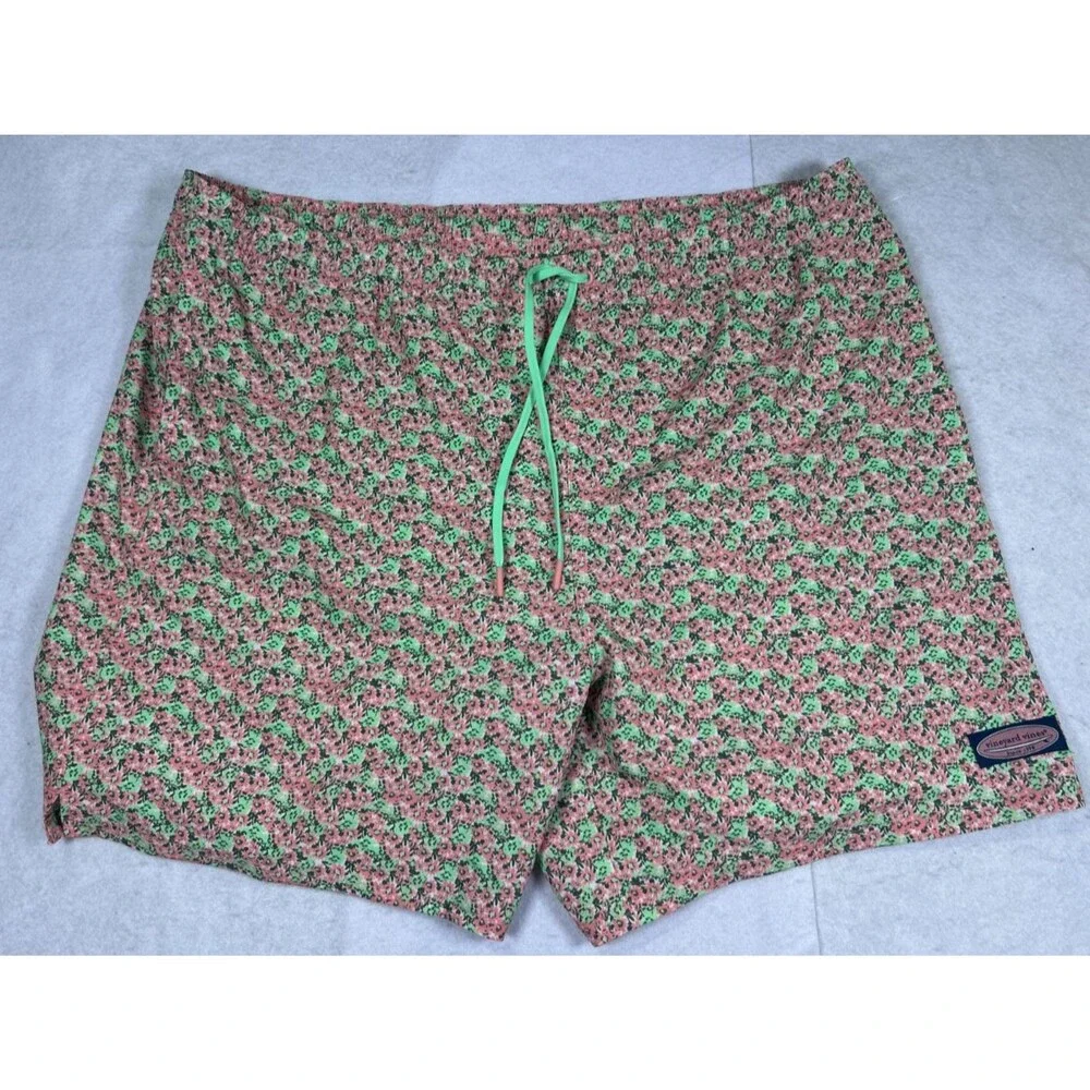 Vineyard Vines Swim Trunks Mens 2XL Pink Green Mesh Lining 7